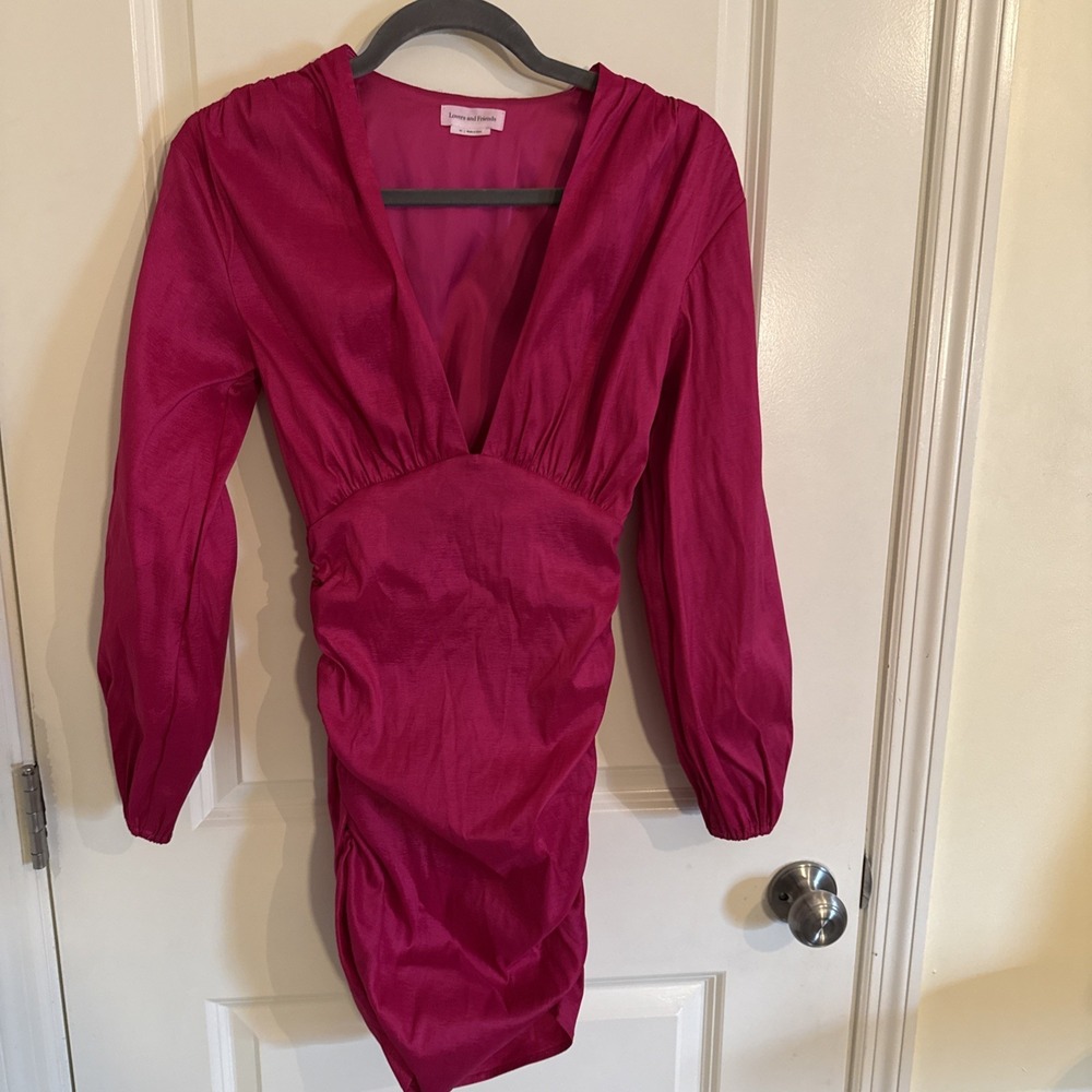 Lovers + Friends Lorenza Bright Magenta Pink Bodycon Mini Dress Sz XS